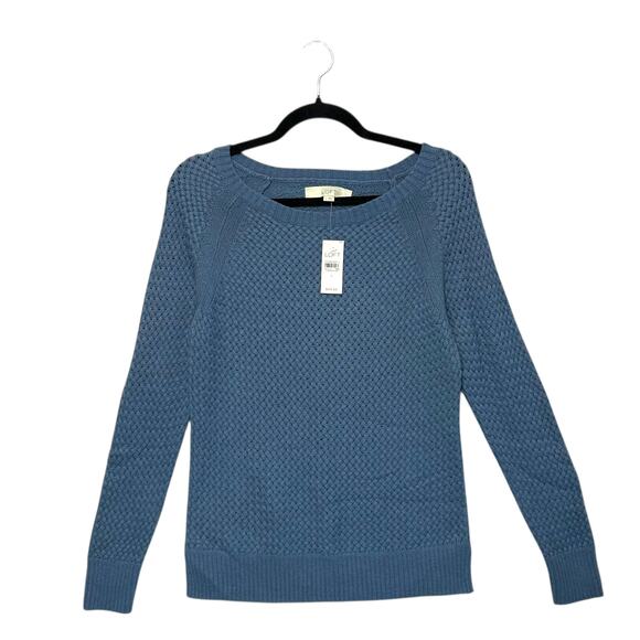 Ann Taylor LOFT Basketweave Knit Sweater NWT Women's Sz S Blue Wool Rabbit Hair - Picture 1 of 6